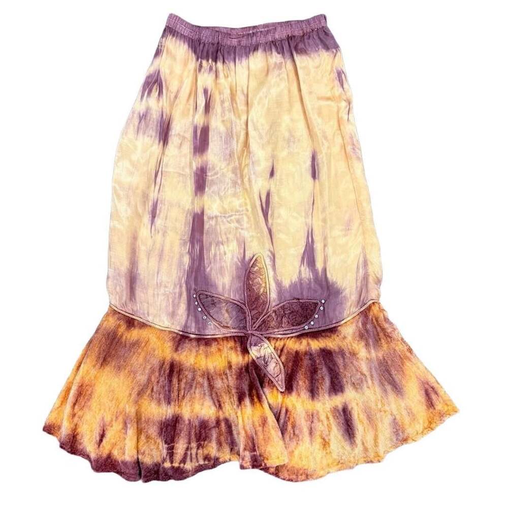 Pam’s Collection Tie Dye Butterfly Skirt 100% Rayon Fairy Boho Hippie Large